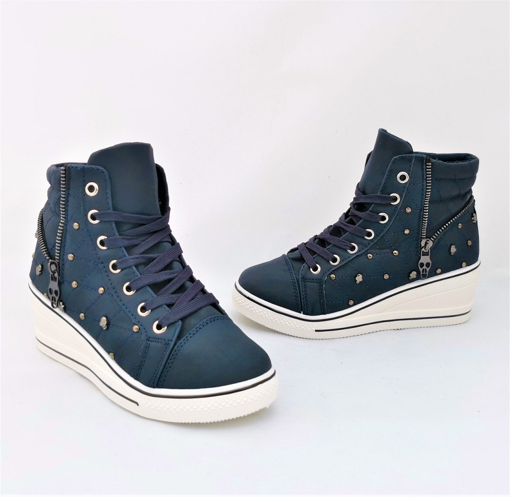 Женские Сникеры Кроссовки на Танкетке Синие Слипоны Мокасины на Платформе (размеры: 37,38,39) Днепр - изображение 10