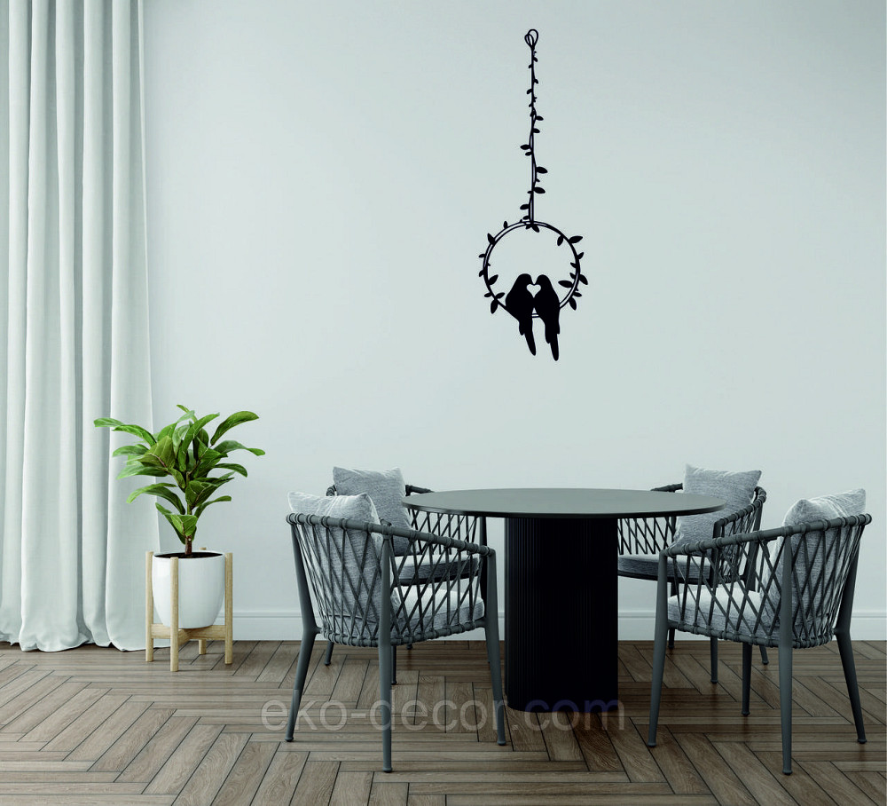 Декоративное настенное Панно «Две птички», Декор на стену 70*23 см, Черный Киев - изображение 2