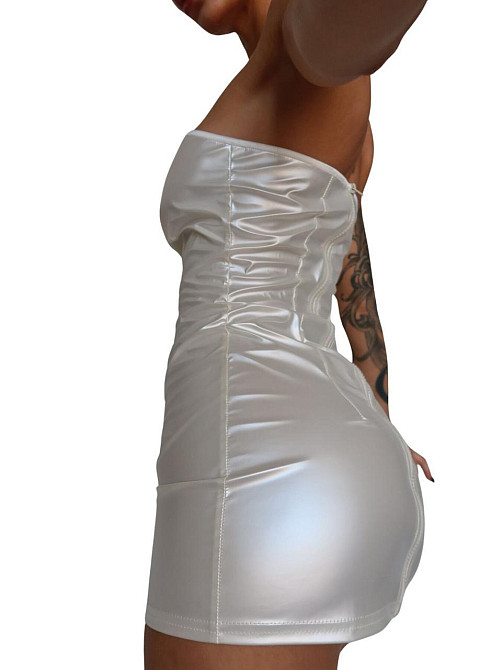 Мини-платье D&A, L, white, nylon-lycra открытые плечи с молнией на всю длину Sex Aura Киев - изображение 4