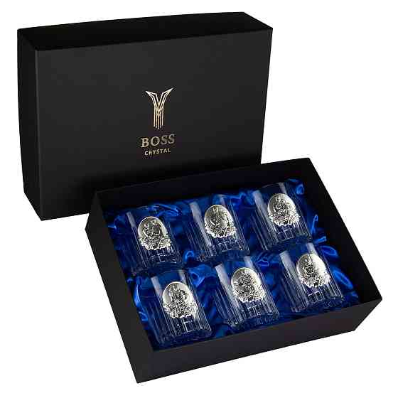Набор бокалов для виски Козаки Boss Crystal (6 бокалов) хрусталь декорирован серебром Киев