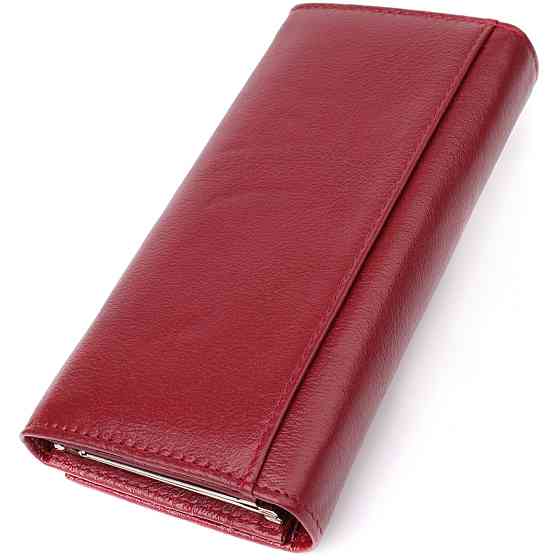 Елегантний гаманець у два складення з натуральної шкіри ST Leather 23065 Бордовий Київ