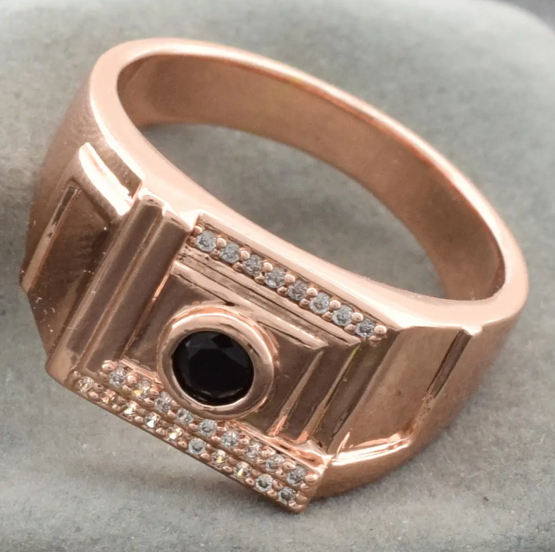 Печатка Xuping 11204 черные фианиты, позолота РО, ширина 10 мм, размер 19, вес 5,8 г, мужская Киев - изображение 4