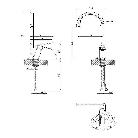 Змішувач для кухні Kroner KRM Zenda - SCH030 чорний Київ