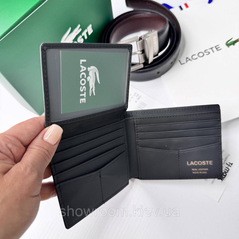 Чоловічий подарунковий набір пасок і гаманець Lacoste (982) Київ - фото 8