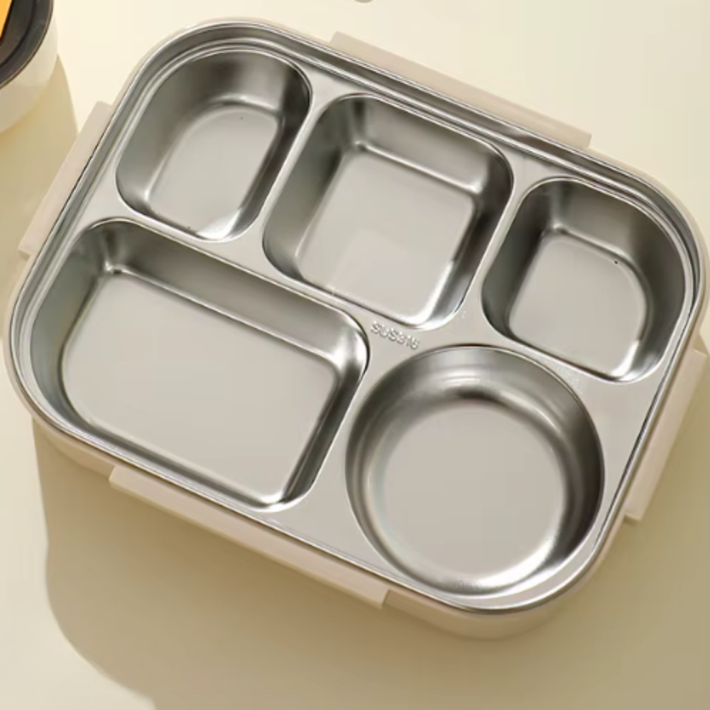 Ланч-бокс для горячей и холодной еды с контейнером из нержавеющей стали,столовыми приборами и ёмкостью для супа, бежевый Каменец-Подольский - изображение 9