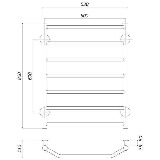 Рушникосушарка UNIO LT W 800-500-7 Драбинка Трапеція вода (000020647) Київ