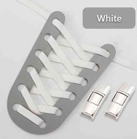 Еластичні шнурки без зав'язок з металевими застібками Білий Сміла