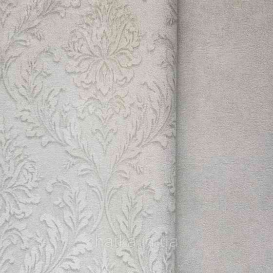 Обои виниловые на флизелине Rasch Raymond 1.06х10 вензель серебристый на светло зеленом 957013 Киев