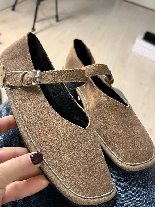 Балетки жіночі Meideli 0109-8 Mary Jane з ремінцем натуральна замша бежеві, 36, 23,5 см Київ - фото 3