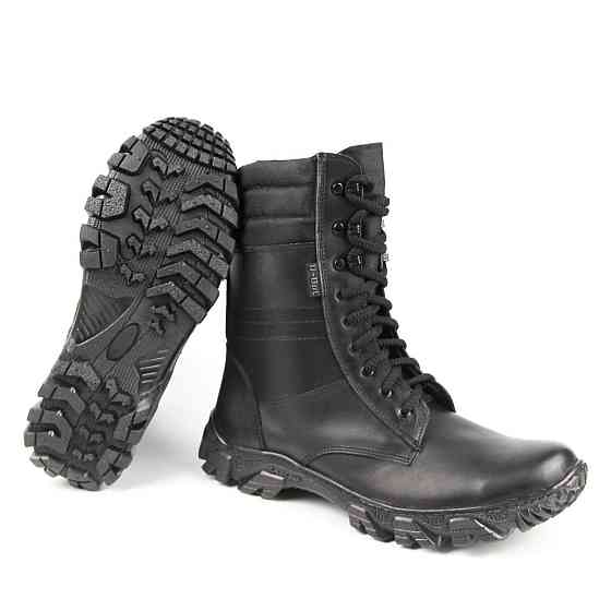 Тактичні демісезонні чоловічі чорні берці Спринт, військові чоловічі шкіряні берці прошиті та проклеєні Львів