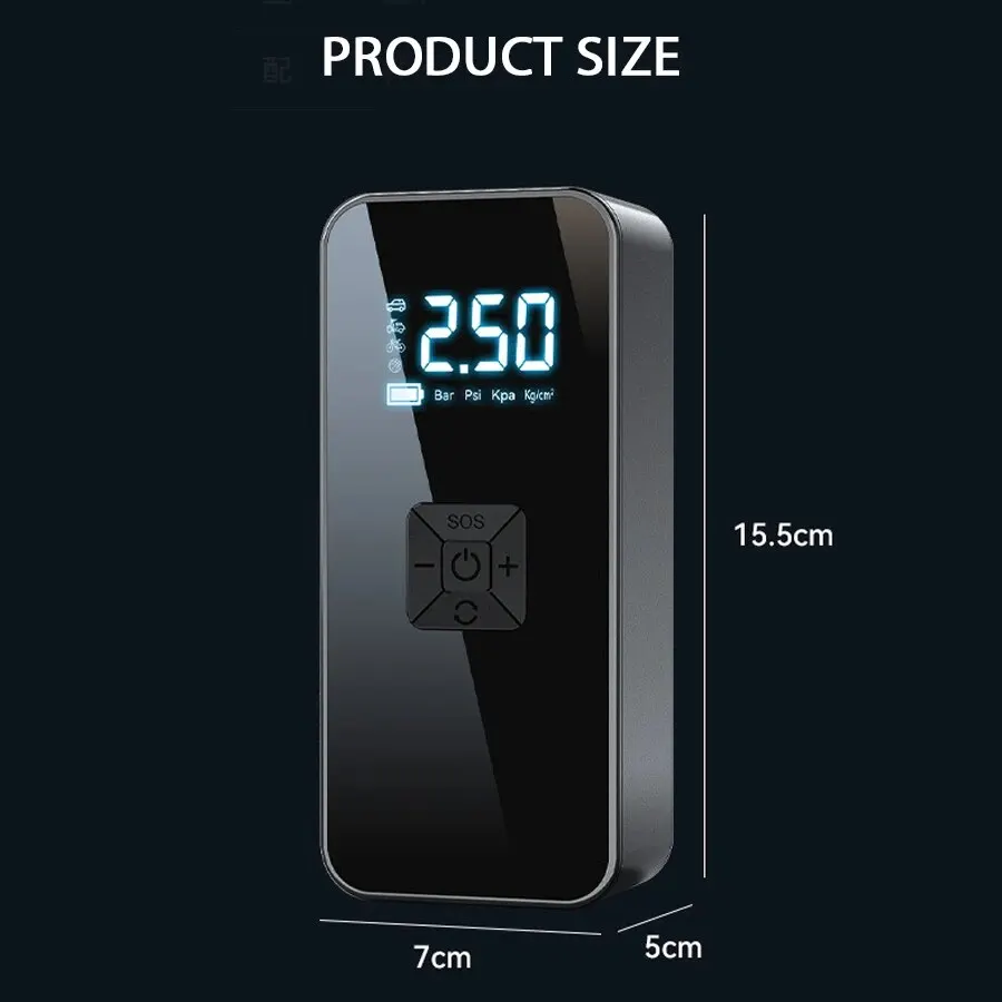 Насос аккумуляторный цифровой CQB-ZX-801 60W с функцией PowerBank TypeC 12В с фонариком, сумкой и переходниками Киев - изображение 7