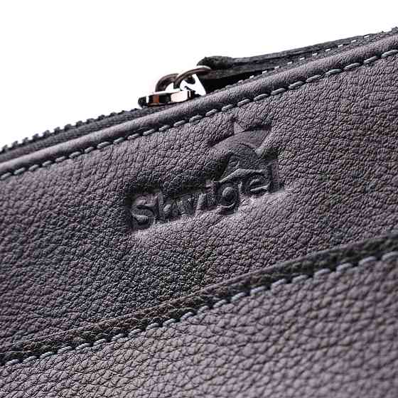 Стильна чоловіча сумка через плече з дрібнозернистої шкіри Shvigel 20869_1 Чорний Київ