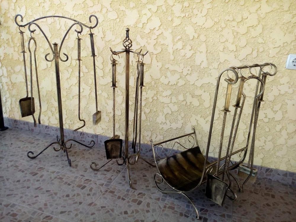 Набір для каміну кований №3 (дровниця, совок, щітка, кочерга, щипці) Київ - фото 7