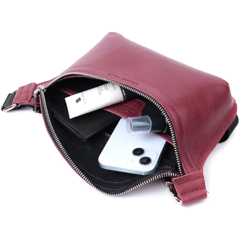 Красива бананка для жінок з натуральної шкіри Рожевий (GRANDE PELLE) Київ - фото 2