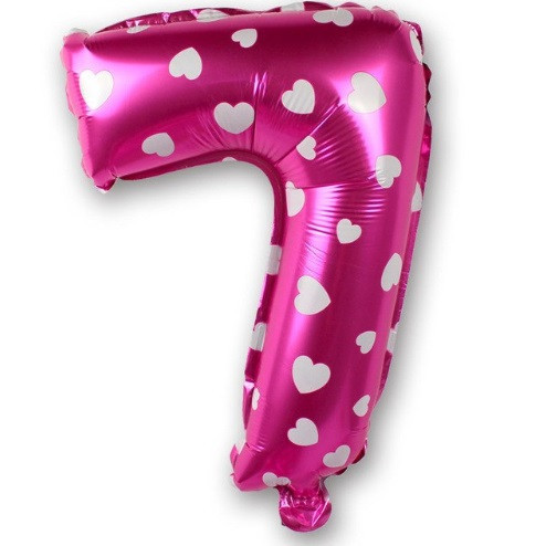 Шарик цифра 7 фольгированная с сердечками 32 дюйма розовый Киев - изображение 1