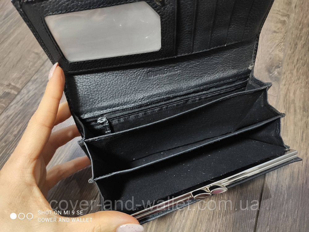 Черный лаковый женский кожаный кошелек с монетницей Horton AE 150 Киев - изображение 4