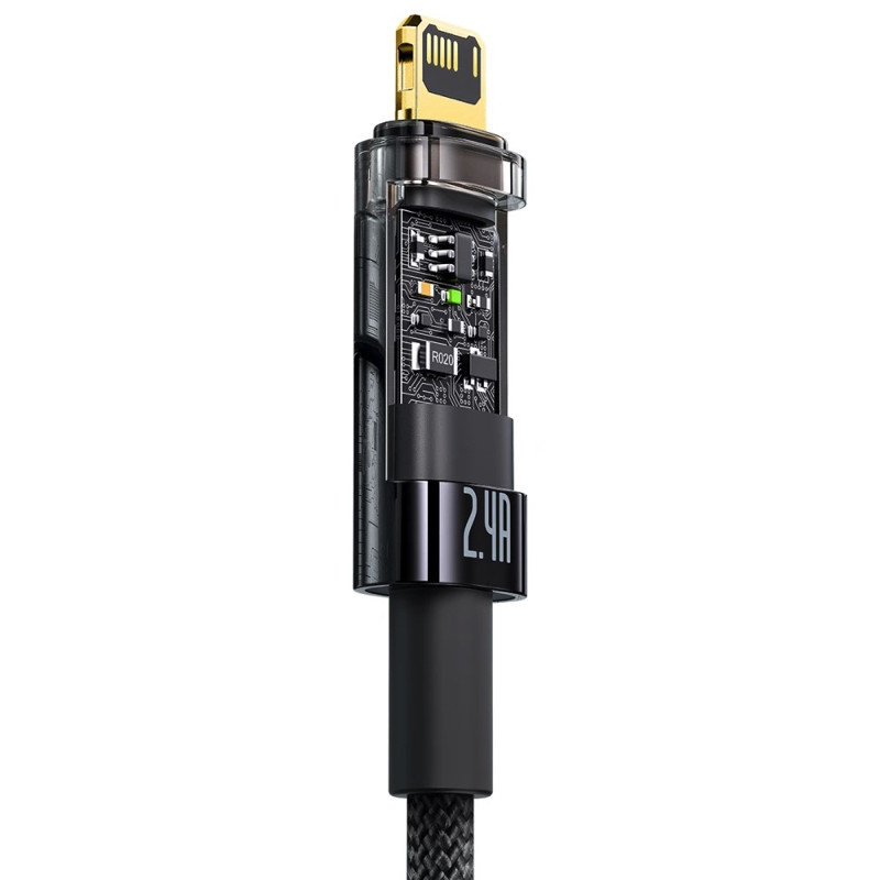 Кабель Baseus Explorer Series Auto Power-Off Fast Charging Data Cable USB to IP 2.4A 1m Black Київ - фото 3