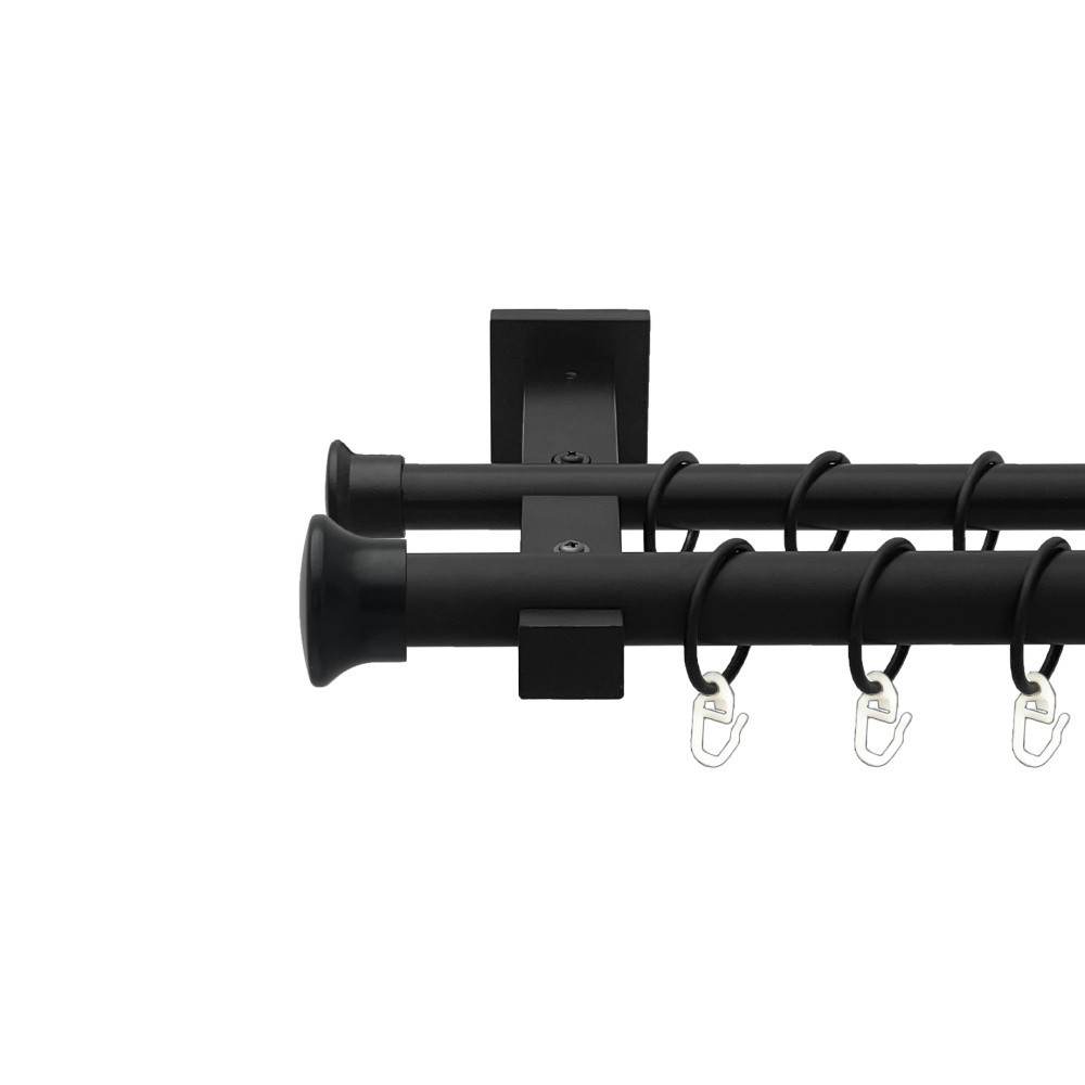 Карниз Orvit Дуо металевий дворядний техно гладка труба кільце металеве Чорний Оксамит 25\19 мм 240 см Львов - изображение 1