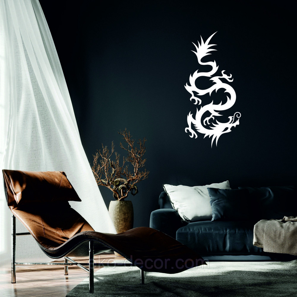 Декоративне настінне Панно  «Дракон» , Декор на стіну 70*33 см, Білий Київ - фото 1