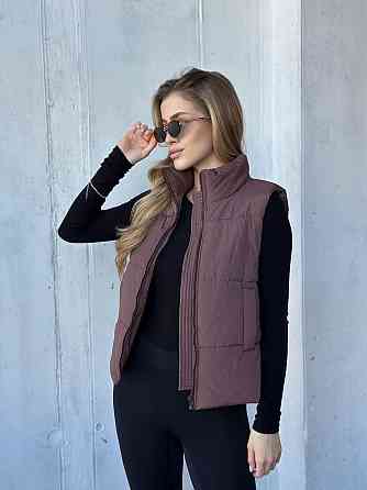 Жіноча тепла жилетка на блискавці плащівка емі на силіконі Шоколад, 42/44 Одеса