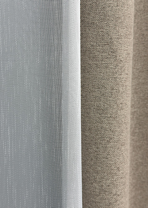 Комплект штор VR-Textil 100% блэкаут ASHEN NIGHT 150х270 2шт и Тюль 400х270 1853ш-1153т бежевый с белым 71-086/3 Киев - изображение 6