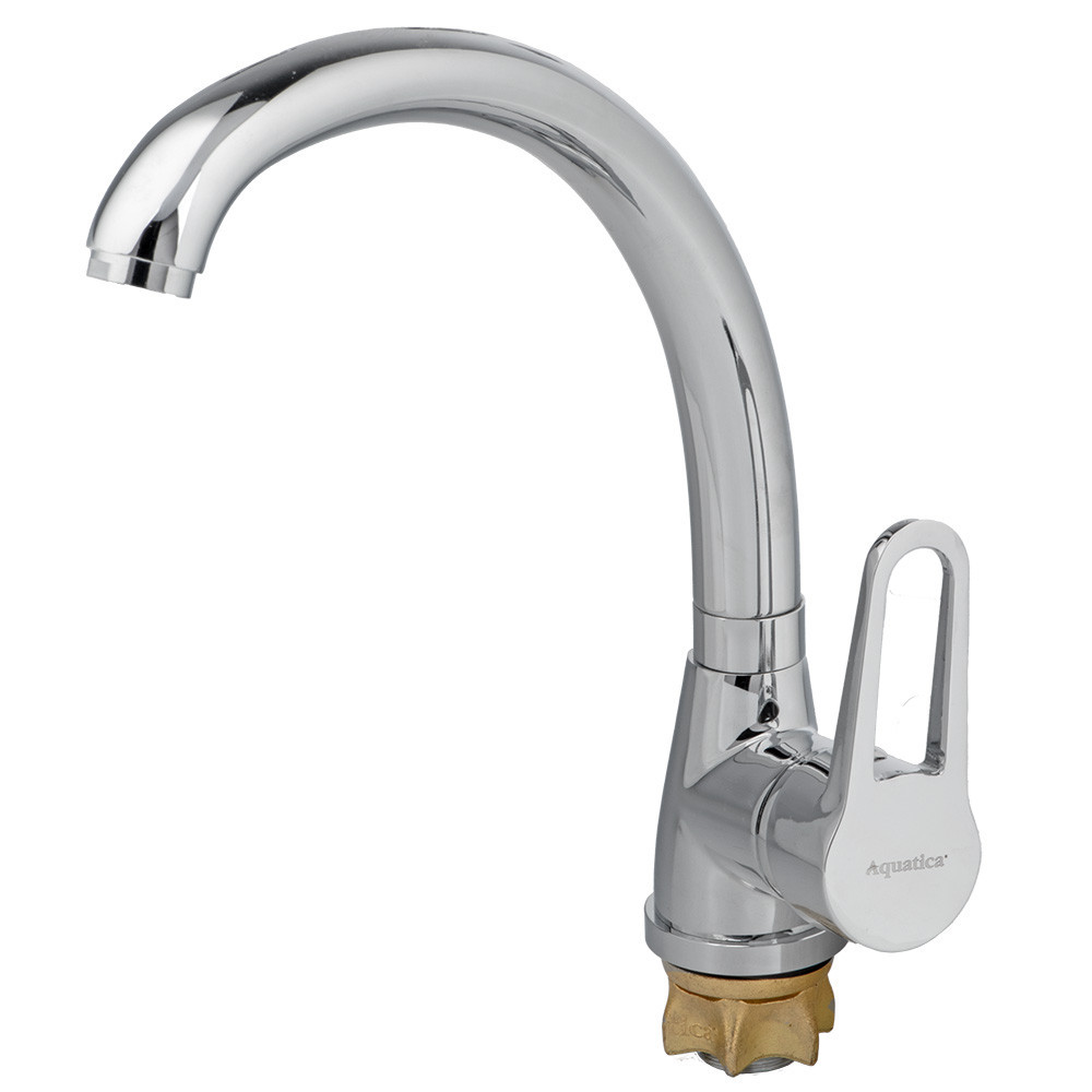 Смеситель HL Ø35 для кухни гусак ухо на гайке AQUATICA HL-4B130C (9734100) Киев - изображение 4