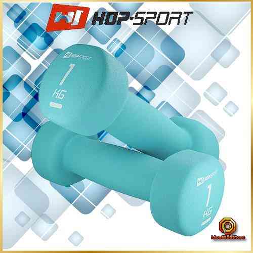 Неопреновые гантели Hop-Sport HS-V010DR 2 по 1 кг бирюзовые для фитнеса и тренировок Киев