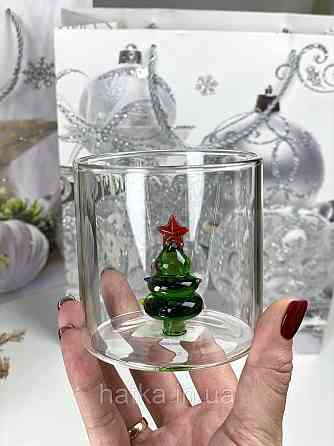 Кухоль чашка подвійне скло Olens "Зелена ялинка" 310 мл Ручне миття 102-1176 Київ