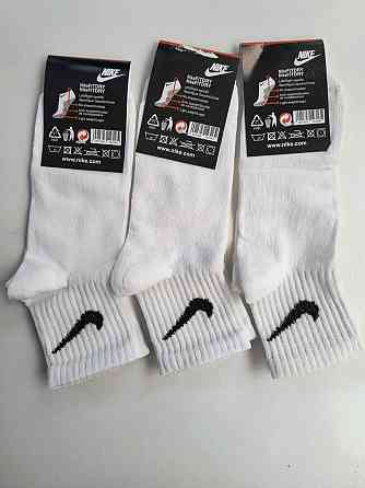 Дитячі якісні бавовняні шкарпетки Білого кольору середньої висоти в наборі 3 штук Nike. Розмір 30-35 Київ