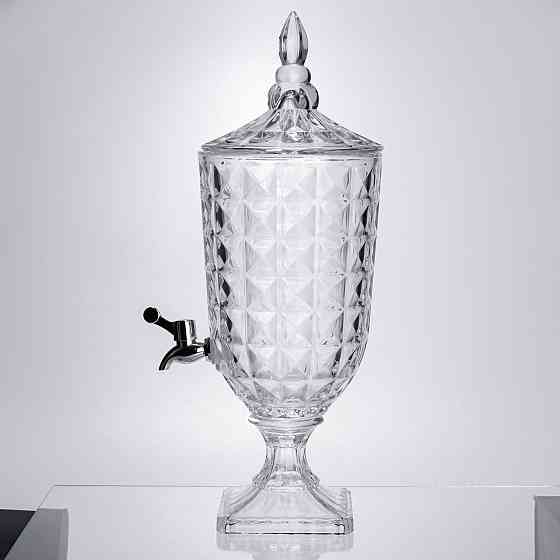 Yiwu Лимонадниця з краном на підставці скляна 3 л лимонадник 48 см прозорий HP-19-18F Коломия