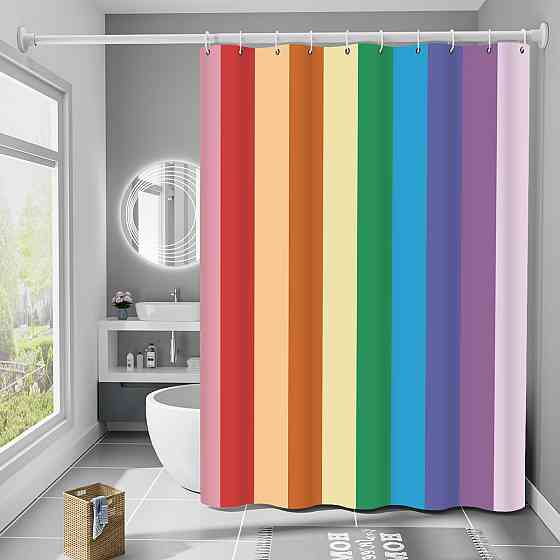 Шторка для ванны из полиэстера водонепроницаемая Bathlux 180x180 см с кольцами, занавеска для ванной комнаты Каменец-Подольский