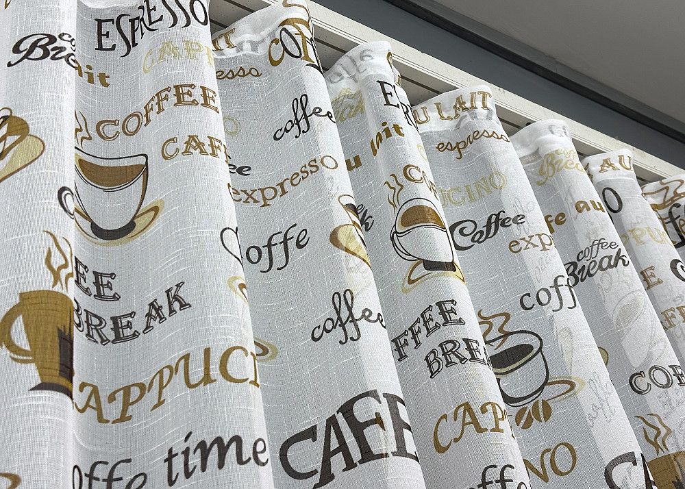 Тюль лен с принтом цвет белый с коричневым 1858т Киев - изображение 8