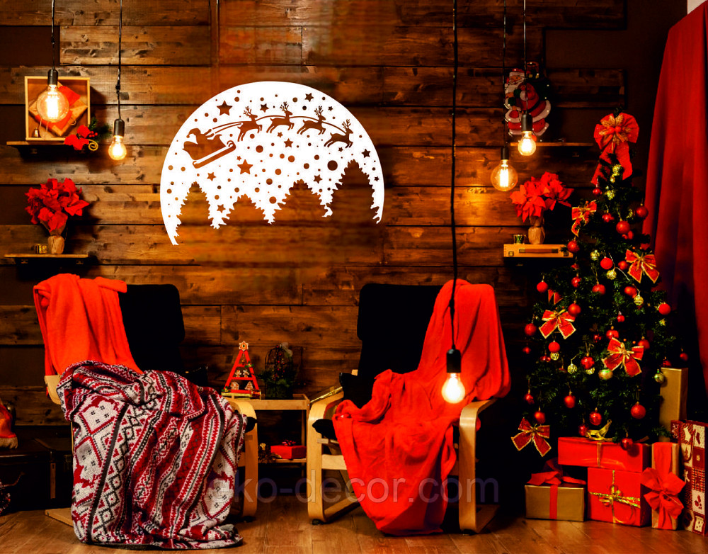 Декоративное настенное Панно «Новый год», Декор на стену 90*65 см, Белый Киев - изображение 2