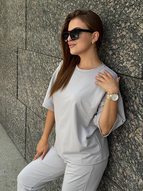 Спортивний костюм жіночий футболка і штани джогери Сірий XL-XXL Харків - фото 8