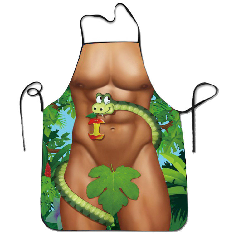 Фартух для чоловіків з приколом Змія з яблуком 80 на 60 см різнобарвний Київ - фото 1