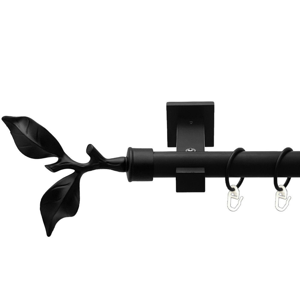 Карниз Orvit Листок Троянди металевий однорядний техно гладка труба кільце металеве Чорний Оксамит 25 мм 300 Львов - изображение 1