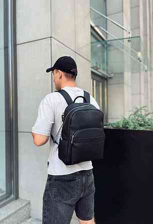 Якісний чоловічий рюкзак з натуральної шкіри чорний міцний ранець на кожен день Tiding Bag Київ