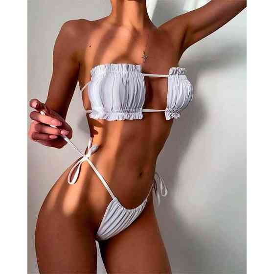 Купальник шторки на зав'язках S-M білий Вінниця