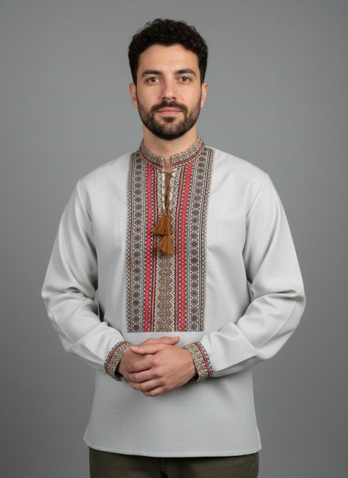 Вышиванка цвета льна с традиционным орнаментом. Киев - изображение 1