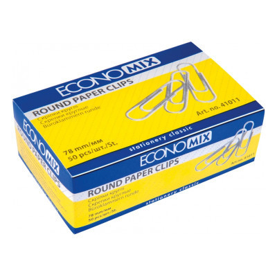 Скрепки канцелярские Economix 78 мм круглая, с насечкой, 50шт (E41011) Винница - изображение 1