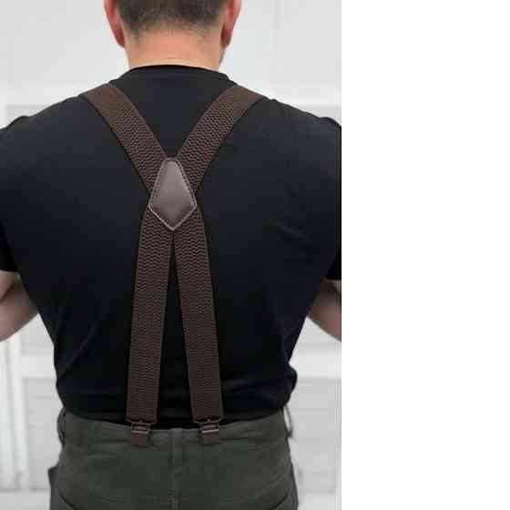 Подтяжки коричневые для штанов Х ВСУ прочные Польские качественные мужские накрест Одесса