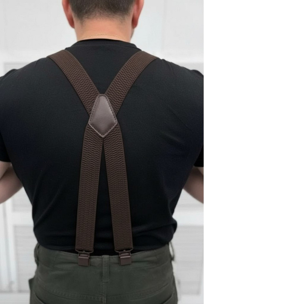 Підтяжки для штанів чоловічі коричневі міцні надійні х навхрест Одеса - фото 2