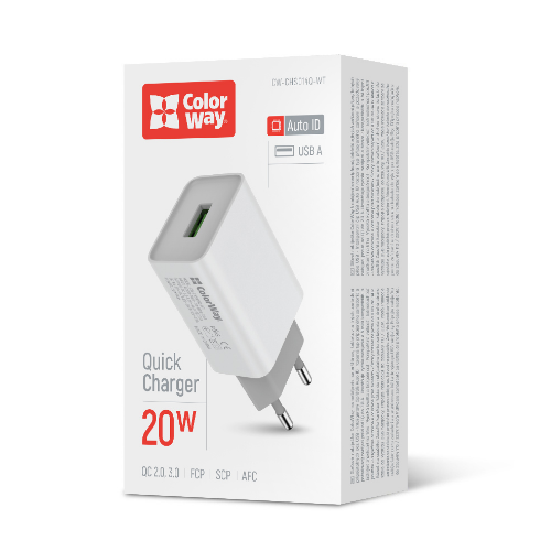 Зарядний пристрій мережевий USB 4А QC 20W білий ColorWay CW-CHS014Q-WT Житомир