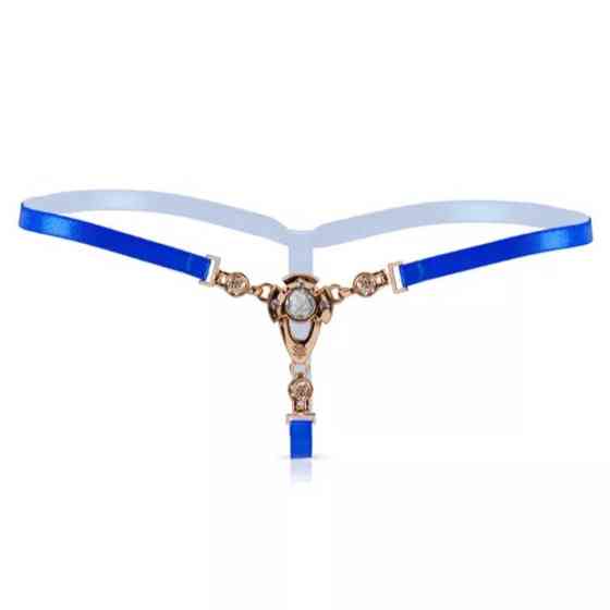 Еротичні стрінги з намистом кольору електрик - розмір універсальний (на резинці) Київ