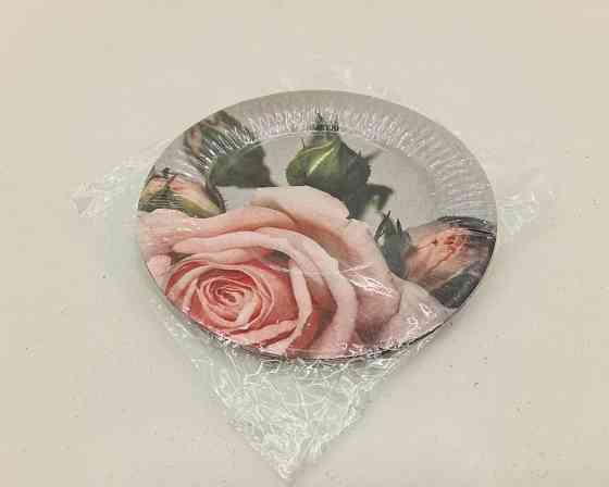 Паперова тарілка з малюнком 18 см "No 9" Рожева Троянда 10 шт (1 пачка) Харків