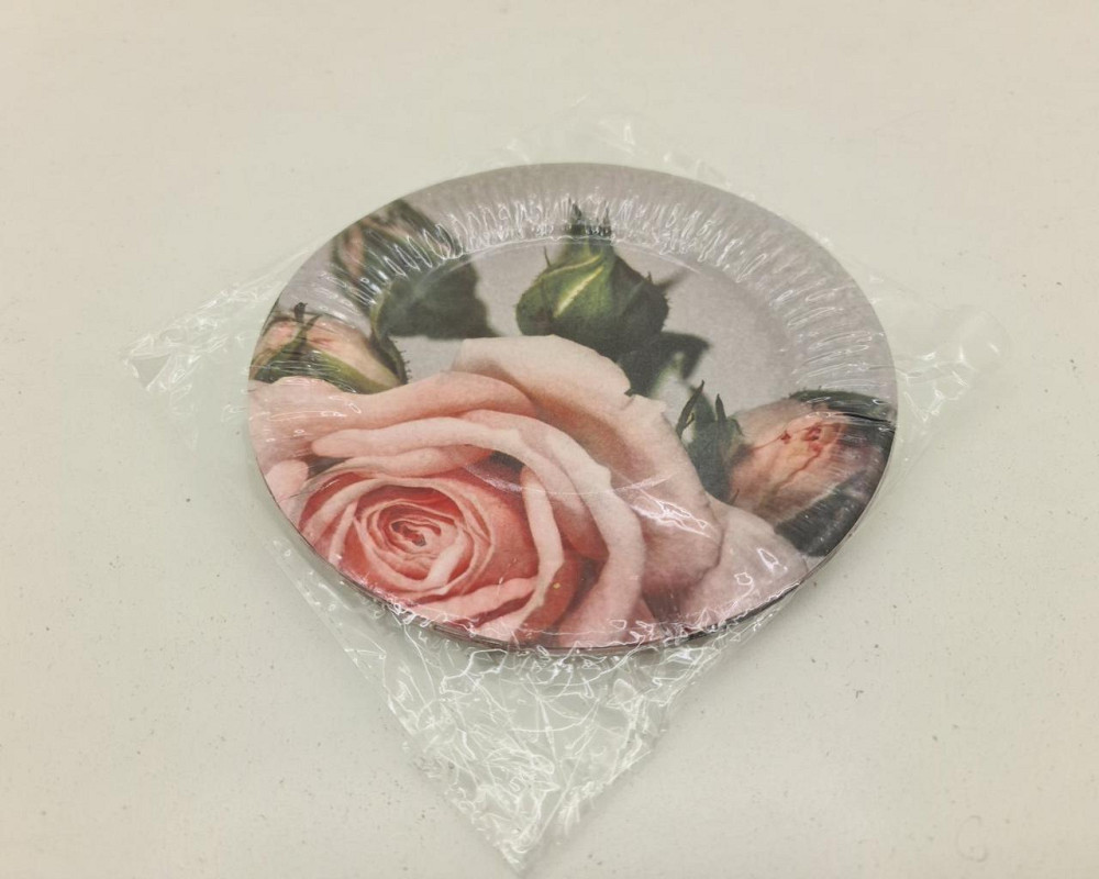 Паперова тарілка з малюнком 18 см "No 9" Рожева Троянда 10 шт (1 пачка) Харків - фото 4