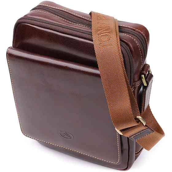 Чоловіча сумка з кишенями з гладкої натуральної шкіри Tony Perotti 20856_1 (9148-17 moro) Коричневий Київ