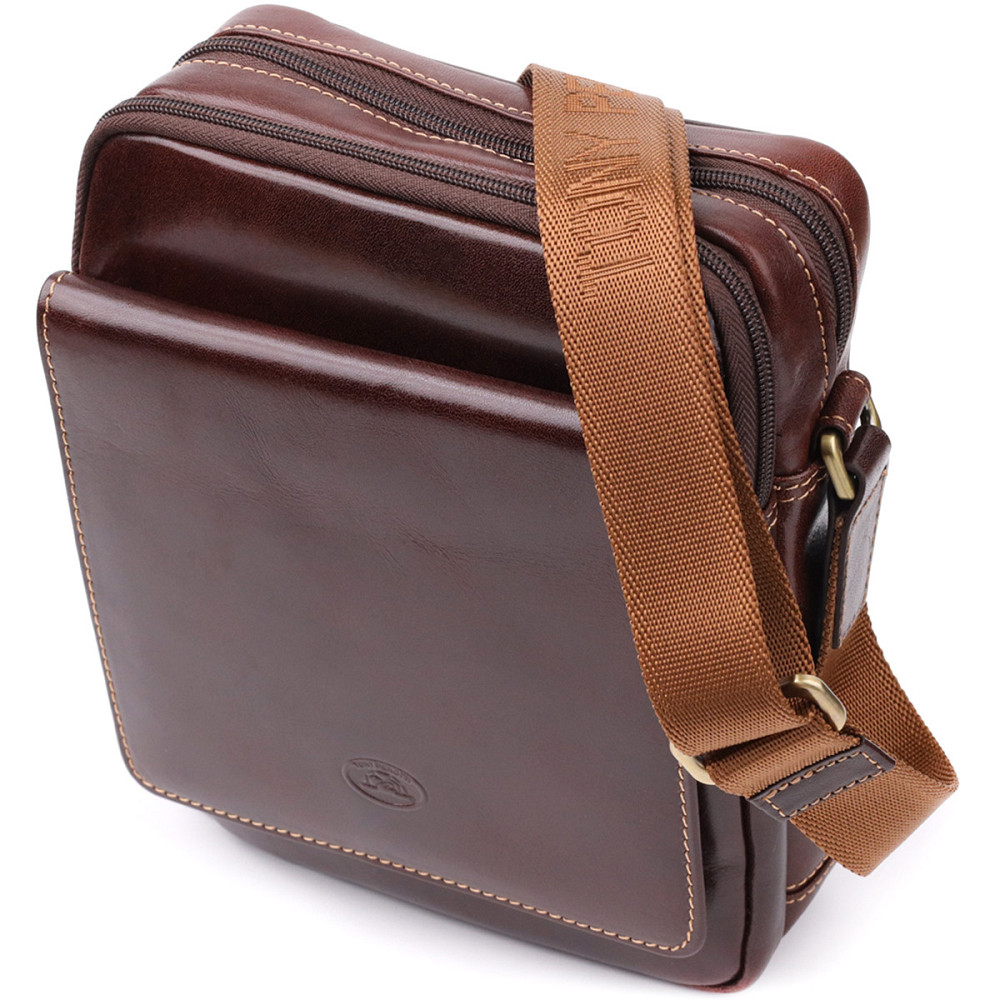 Чоловіча сумка з кишенями з гладкої натуральної шкіри Tony Perotti 20856_1 (9148-17 moro) Коричневий Київ - фото 1