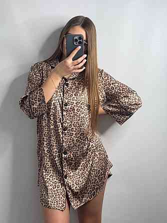 Женская ночная рубашка удлиненная шелковая Леопард 4 XL Харьков