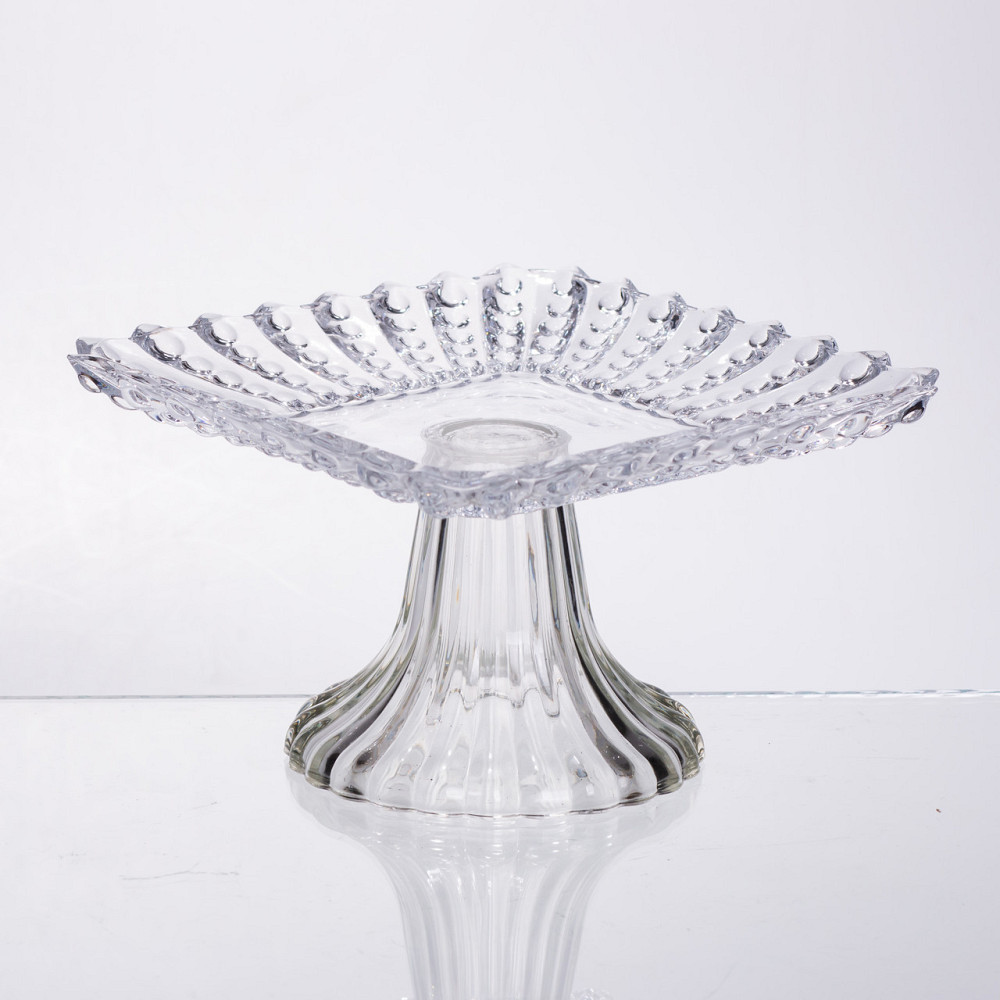 Yiwu Тортівниця скляна квадратна на ніжці, 16×16 см 64486-17 Коломыя - изображение 3